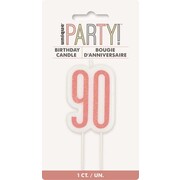 Rose Gold Glittery Number 90 Cake Candle Pk 1