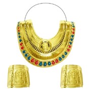 Ancient Egyptian Collar & Wrist Cuff Set Gold Unisex Costume Accessory