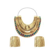 Ancient Egyptian Collar & Wrist Cuff Set Gold Unisex Costume Accessory