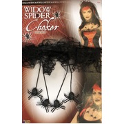 Halloween Black Lace Choker Necklace With Spiders