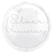 Silver Anniversary Foil Balloon 45cm | 25th Wedding Anniversary Silver Script Balloon