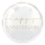 Happy Anniversary White & Gold Foil Balloon 45cm