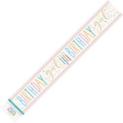 Pastel Birthday Girl Foil Banner 2.74m