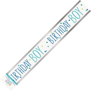 Blue & Green Birthday Boy Foil Banner 2.74m