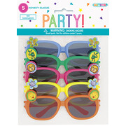 Child  Novelty Glasses with Animal Stickers in Assorted Colours Pk 5 