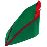 Green Robin Hood Peter Pan Costume Hat | Adult Felt-Style Fancy Dress Hat with Red Feather