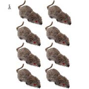 Flocked Hairy Mouse Mice Halloween Decoration 5cm Pk 8 