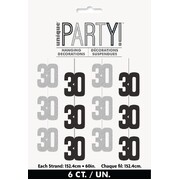 Black Silver 30 Hanging String Decoration Pk 6