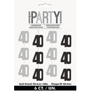 Black Silver 40 Hanging String Decoration Pk 6
