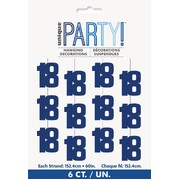 Blue Glitz 18 Hanging String Decoration Pk 6