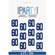 Blue 60 Hanging String Decorations 6 Pack | Prismatic Foil 60th Birthday Decorations