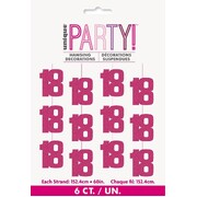 Pink 18 Hanging String Decoration Pk 6