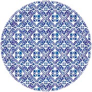 Mediterranean Blue & White Round Paper Plates 17cm (Pk 8)