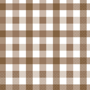 Teddy Brown Gingham Lunch Napkins (Pk 16)