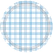 Pastel Blue Gingham Paper Plates 7in Pk 8