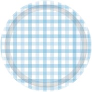 Pastel Blue Gingham Paper Plates 9in Pk 8
