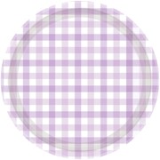 Pastel Purple Gingham Paper Plates 9in Pk 8