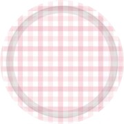 Pastel Pink Gingham Paper Plates 9in Pk 8