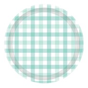 Pastel Mint Green Gingham Paper Plates 7in Pk 8