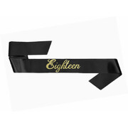 18th Birthday Black and Gold Sash Pk 1