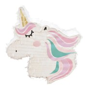 White Unicorn Head Pull String Piñata | Pastel & Gold Unicorn Party Piñata