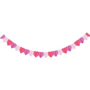 Valentine's Day Pink Hearts Paper Banner Decoration 3m