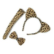 Leopard Costume Accessory Set Headband Tail Bow Tie