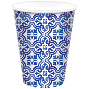 Mediterranean Blue & White Paper Cups (Pk 8)