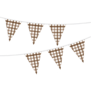 Teddy Brown Gingham Bunting Pennant Banner 3.9m