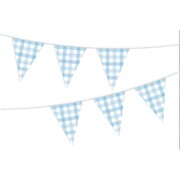 Pastel Blue Gingham Paper Bunting Banner 3.9m