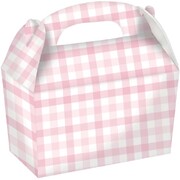 Pastel Pink Gingham Gable Party Boxes Pk 4