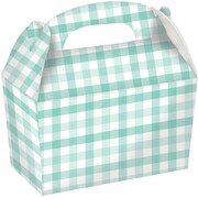 Pastel Mint Green Gingham Gable Party Boxes Pk 4