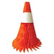 Orange Construction Witches Hats Honeycomb Decorations (Pk 3)