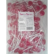Flat Pink Strawberry Flavour Lollipops 1kg (Approx. 125 Lollipops) 