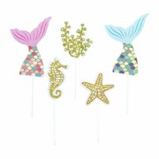 Mermaid Cake Topper Pick Set Pk 5