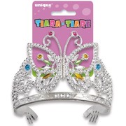Silver Butterfly Glam Plastic Tiara Pk 1