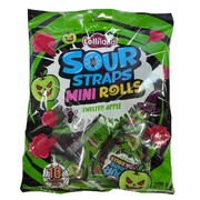 Halloween Sour Straps Mini Rolls Twisted Apple Lollies 200g │Pack 10 Sour Candy