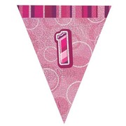 Glitz Pink 1st Flag Banner (2.74m) Pk 1