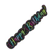 Happy Birthday Rainbow Jointed Script Banner 1.36m