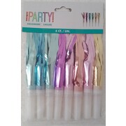 Assorted Foil Fringed Blower Squawkers Pk 8