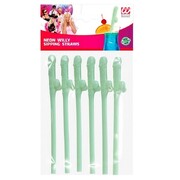 Glow In The Dark Willy Penis Pecker Straws Pk 6