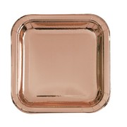 Rose Gold Foil 9in. Square Paper Plates Pk 8