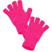 Neon Pink Fingerless Knit Gloves 1 Pair