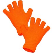 Neon Orange Fingerless Knit Gloves 1 Pair