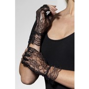 Black Short Lace Fingerless Gloves (1 Pair)