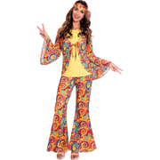 Adult Hippie Woman Pant Suit Costume (Large, 14-16)