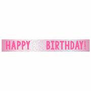 Customisable Pink Happy Birthday Add Age Foil Banner