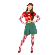 Adult Fancy Christmas Elf Dress & Hat Costume (Med-Lge, 12-14)
