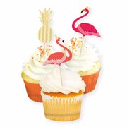 Hawaiian Flamingo Cupcake Food Picks (Pk 12)
