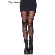 Adult Skull & Crossbones Black Net Tights (One Size) Pk 1